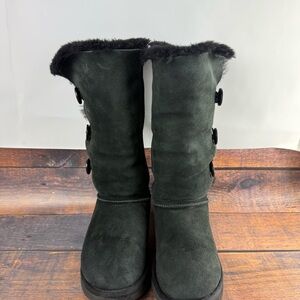 UGG Bailey Button Triplet II Boot Black Winter Boots, Sz 9